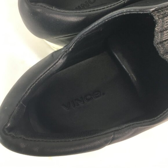Vince Cantara Black Leather Slip On Sneaker Size 8 - Picture 3 of 8
